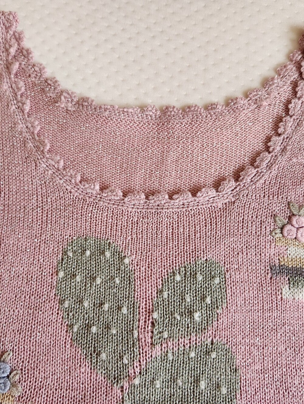 New Pastel Pink Knit Short Sleeve Sweater, Top.
